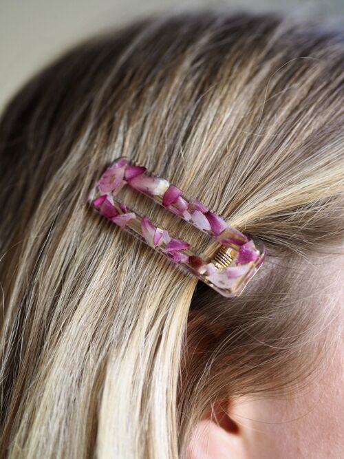 Dried Flower Hair Clips | Real Flower Hair Clips | Rectangle | Pink
