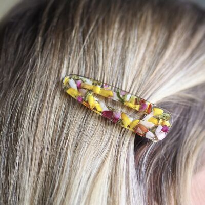 Pinces à cheveux fleurs séchées | Pinces à cheveux en vraie fleur | triangulaire | Coloré