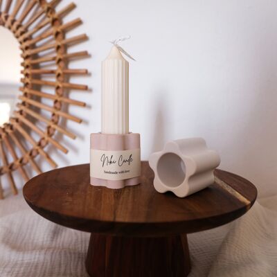 Candelero para nuestra vela de palo - blanco hecho a mano