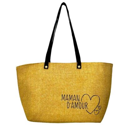 Mademoiselle bag, Love mom, mustard anjou