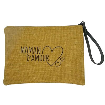 Pochette L, Maman d'amour, anjou moutarde