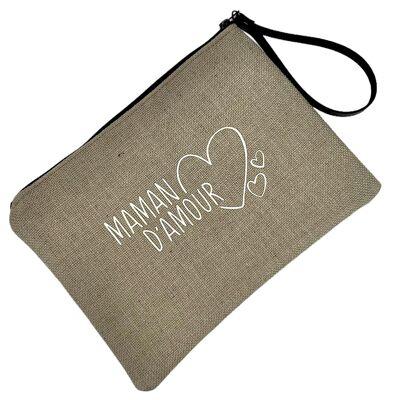Pouch L, Mom of love, anjou jute