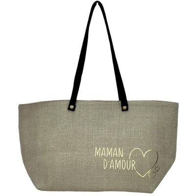 Mademoiselle bag, Love mom, anjou jute