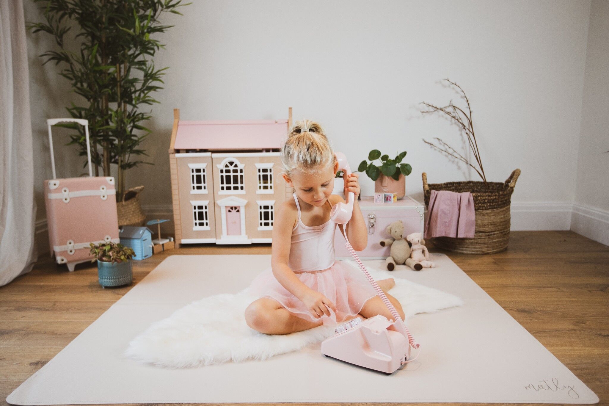 Highchair, weaning and play mat (Cotton/Off White)