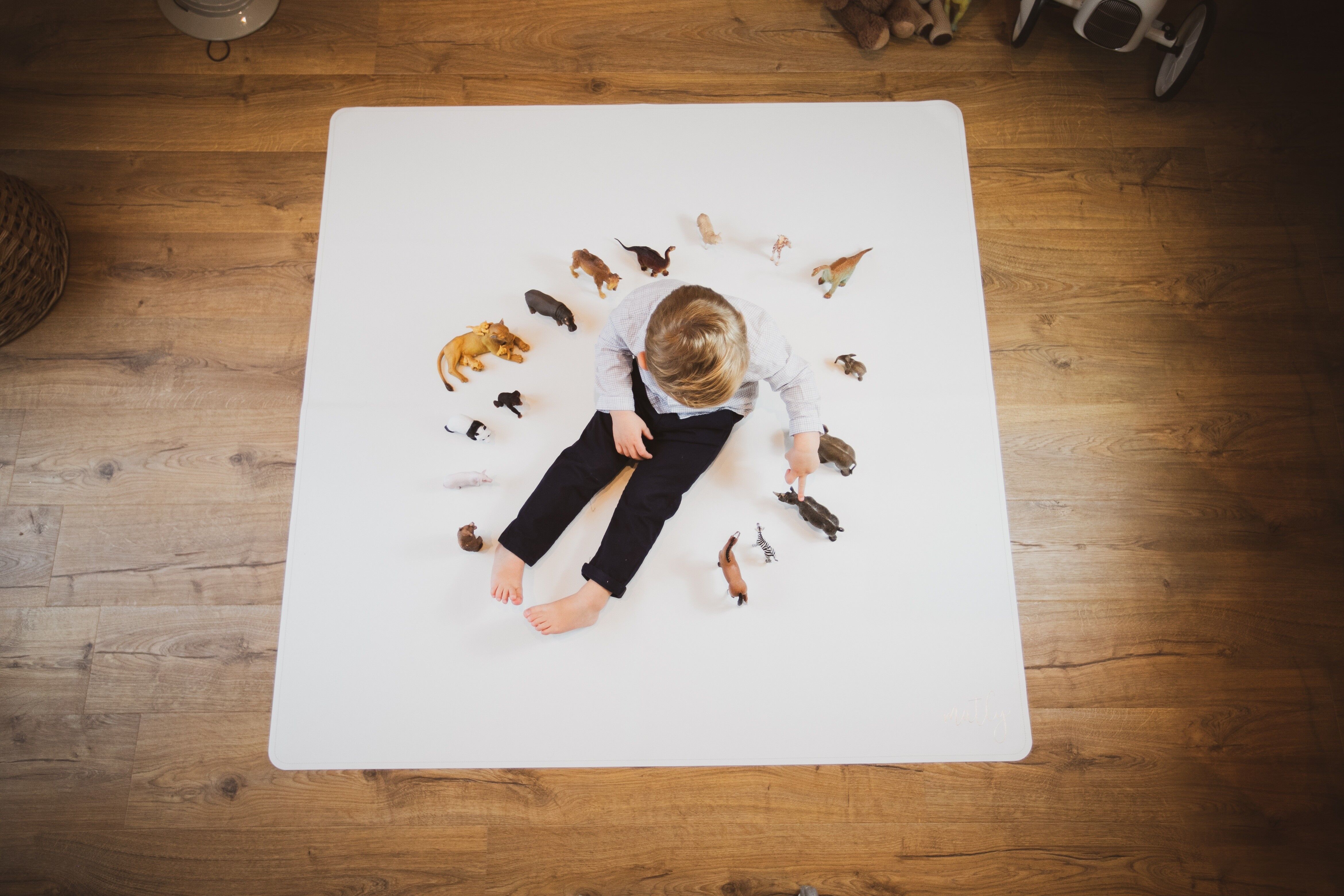 Highchair, weaning and play mat (Cotton/Off White)