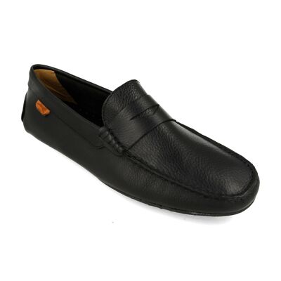 Men's black leather moccasin