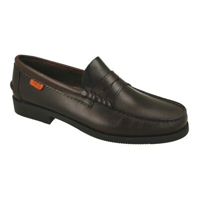 Men's brown pull leather moccasin