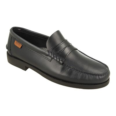 Mocasin hombre piel pull azul