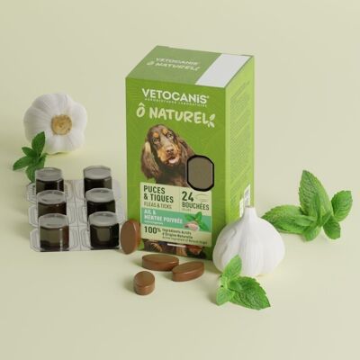 Snack per cani pulci e zecche con aglio e menta piperita - 24 bocconcini - 120 g