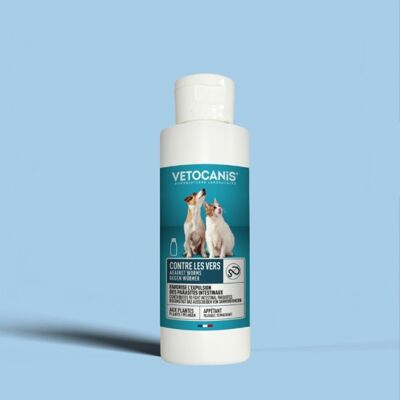 Jarabe contra lombrices intestinales para perros y gatos con extractos de plantas - 125ml