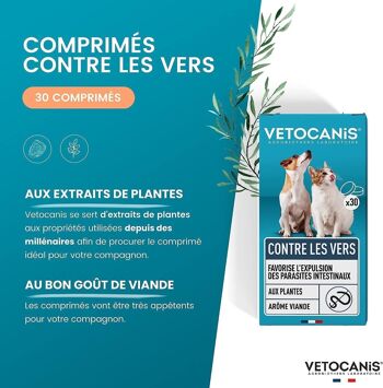 Comprimés contre les Vers intestinaux pour Chien et Chat à base d'extraits de plantes - x 30 comprimés 2