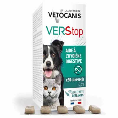 Comprimidos contra lombrices intestinales para perros y gatos a base de extractos de plantas - x 30 comprimidos