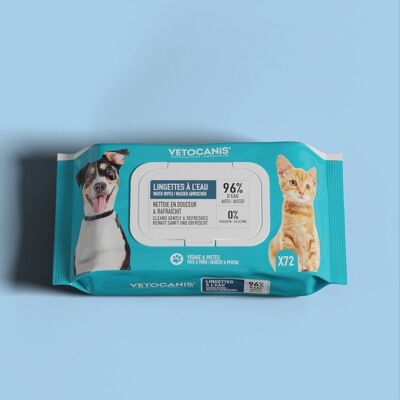 Lingettes Nettoyantes Grand Format X72 pour Chat et Chien