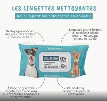 Lingettes Nettoyantes Grand Format X72 pour Chat et Chien 2