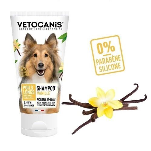 Shampoing Poils Longs pour Chien, Parfumé Vanille. 300ml