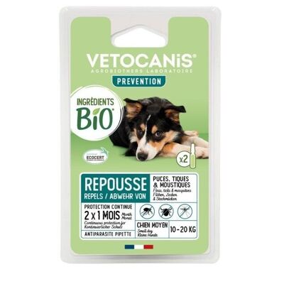 Anti-Flea and Anti-Tick Repellent Pipettes Organic Ingredients for Medium Dogs X2 PREVENTIS