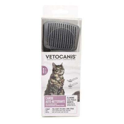 Self-Cleaning Retractable Carding Brush for Cats