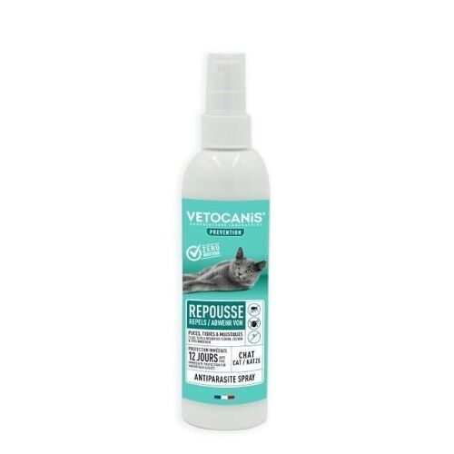 Spray Répulsif Anti-Puces Anti-Tiques Anti-Moustiques Chat 250ml PREVENTIS