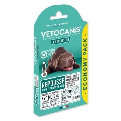 Pipeta Repelente de Pulgas, Garrapatas y Mosquitos Perro Grande X8 PREVENTIS