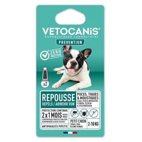 Pipette Répulsive Anti-Puces, Tiques et Moustiques Petit Chien X2 PREVENTIS