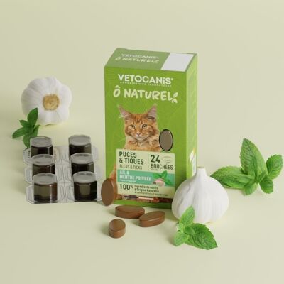 Floh- und Zeckensnacks für Katzen mit Knoblauch und Pfefferminze – 24 Bissen – 36 g