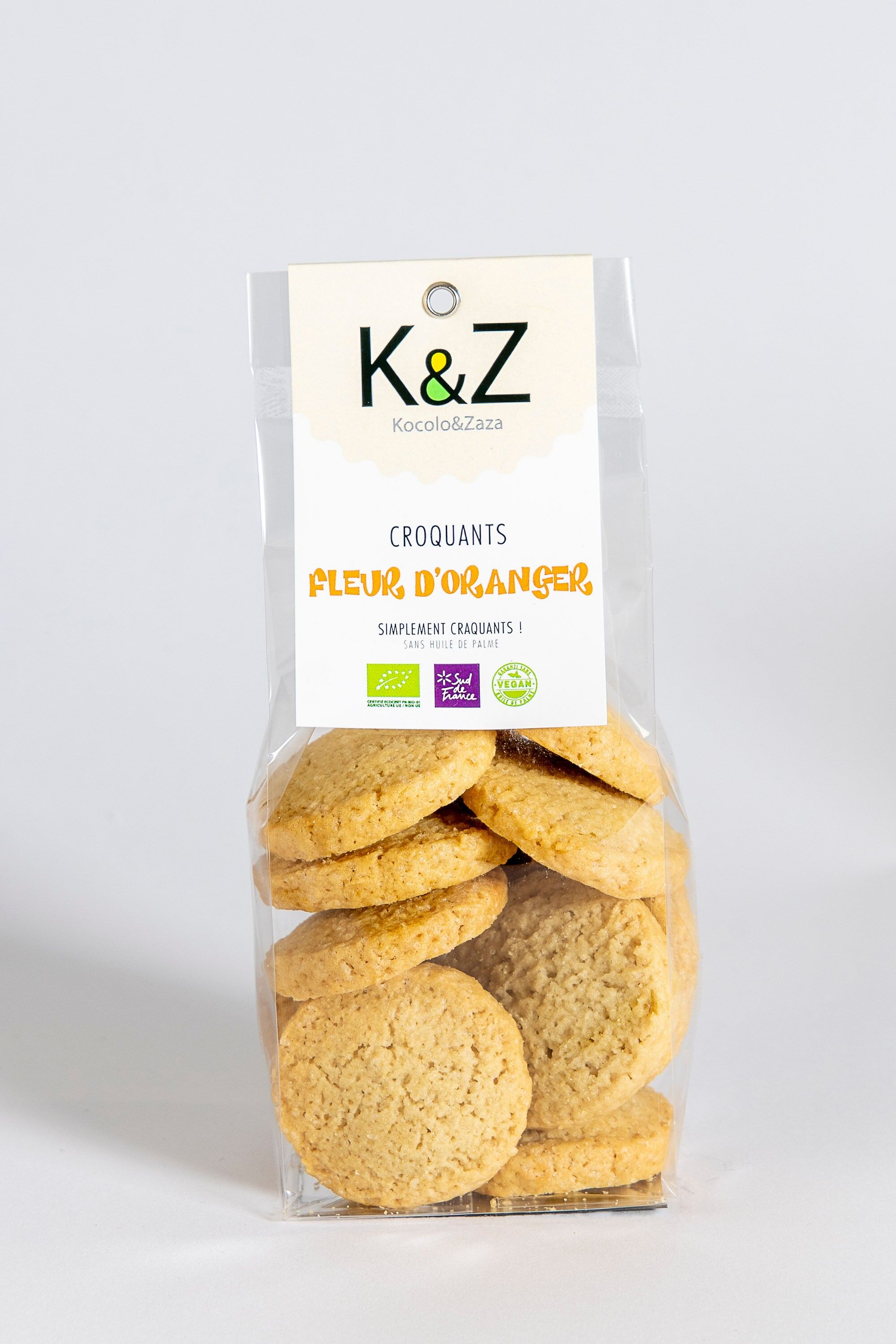Biscuit range "les Croquants Végans" orange blossom flavor in 60g bag