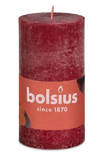 Bougie pilier Rustik Shine 10cm Ø 5cm velours rouge