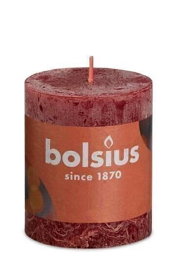 Candela a colonna Rustik Shine 8cm Ø 6,8cm rosso velluto