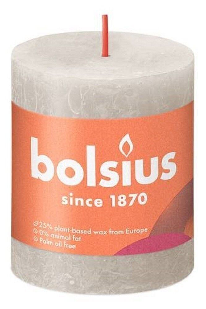 Candela a colonna Rustik Shine 8cm Ø 6,8cm grigio sabbia