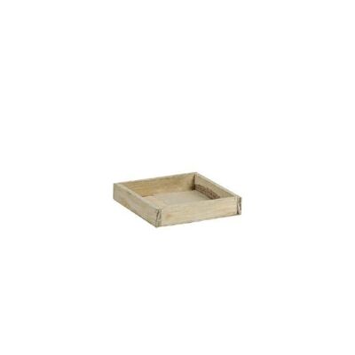 Wooden tray 14x14x3 cm brown