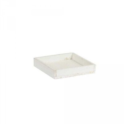 Plateau en bois 14x14x3 cm blanc