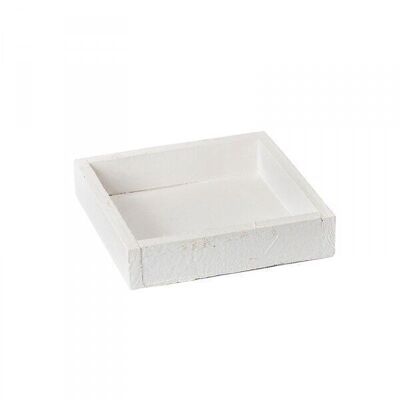 Wooden tray 20x20x4 cm white
