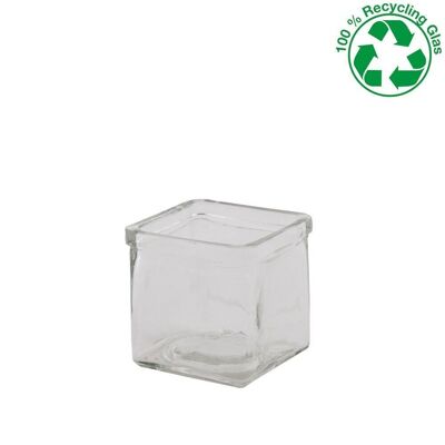 Tea light glass square 7.3x7.3x7.5cm
