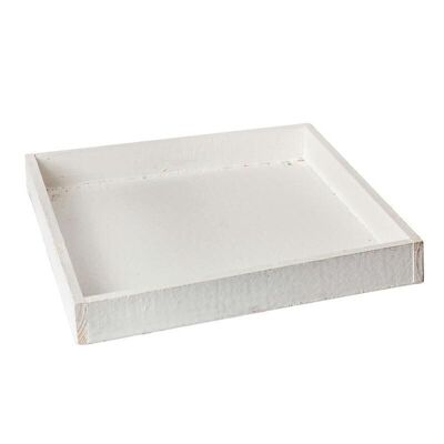 Wooden tray 30x30x4 cm white