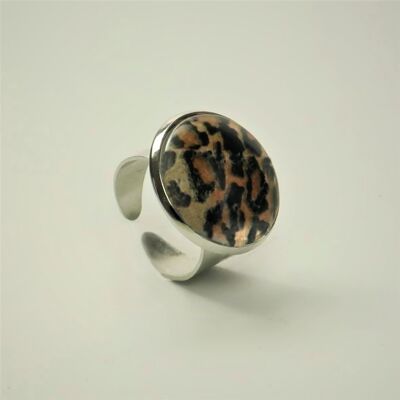 Jaguar animal print cabochon ring