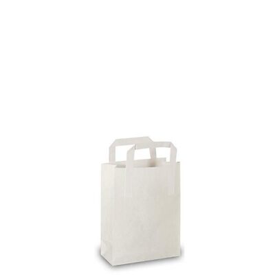 Paper carrier bags 18x8x22 cm white flat handle