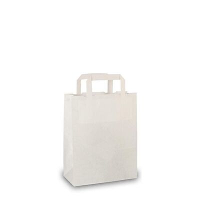 Bolsas de papel 22x10x28cm asa plana blanca