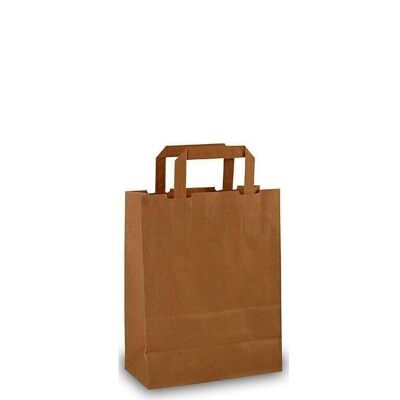 Paper carrier bags 22x10x28cm brown flat handle