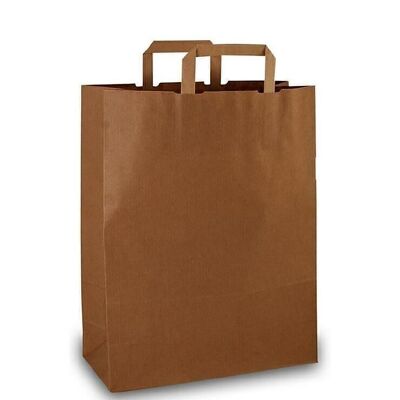 Paper carrier bags 32x12x40cm brown flat handle