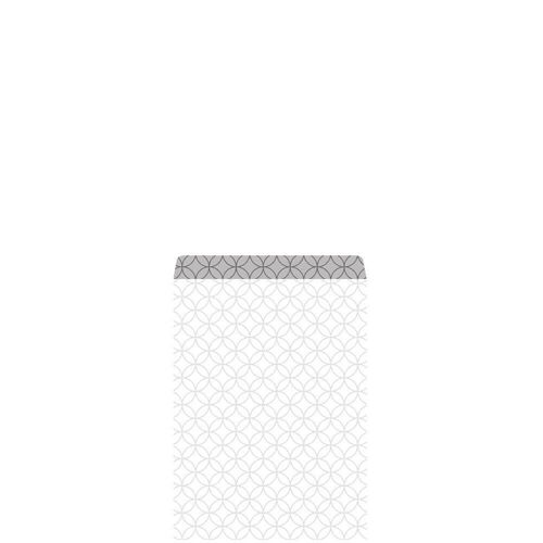 Geschenkflachbeutel Circles Weiß/Silber 7,9x11+1,5cm