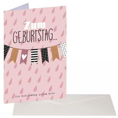 Birthday Card Flags in Dusty Pink