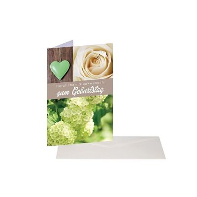 Tarjeta de cumpleaños hortensias verde