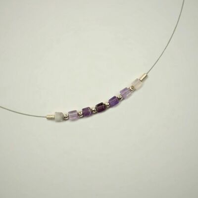 Necklace with amethyst and decorative parts made of 925 silver