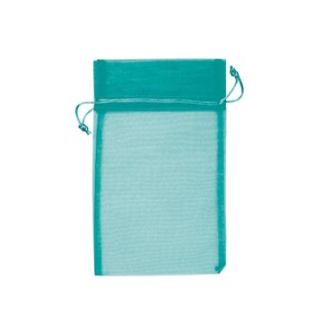 Sachet organza 15 x 25 cm - turquoise