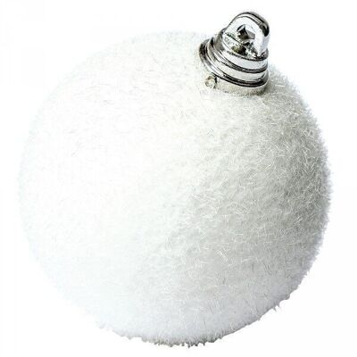 Palla di neve decorativa bianca Ø 6 cm con anello per appenderla