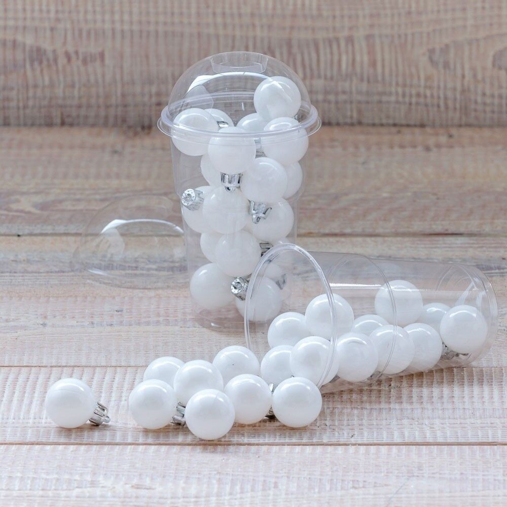 Palline di Natale bianche semplici 3cm