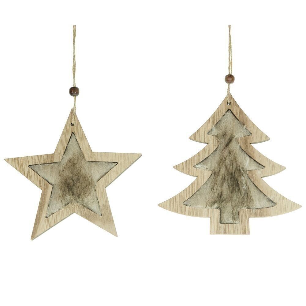 Pendente con applicazione pelliccia 13,5x0,8x13,5cm pelliccia