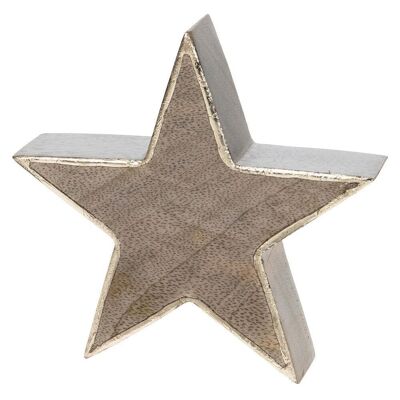 Estrella de madera decorativa 15x3,5x15cm con borde dorado