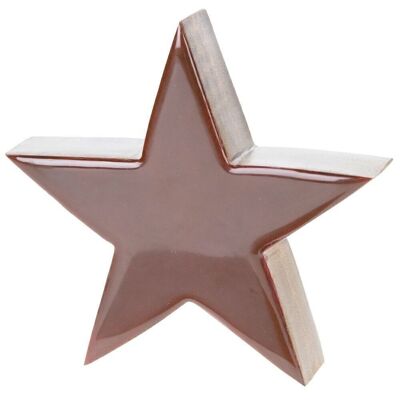 Decorative star made of wood 15x3.5x15cm painted red on one side