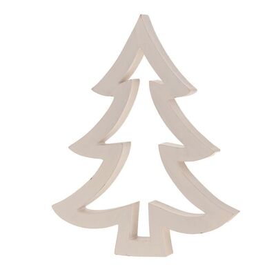 Deco Christmas wooden tree open 15x15x2cm white